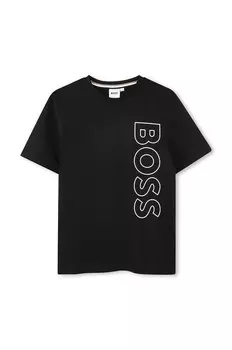 Детская хлопковая футболка Boss, черный
