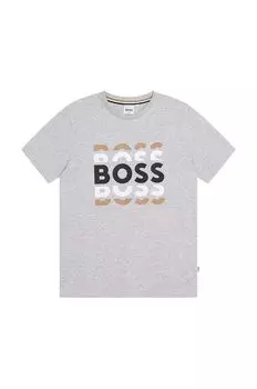 Детская хлопковая футболка BOSS, серый
