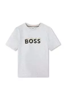Детская хлопковая футболка Boss, серый