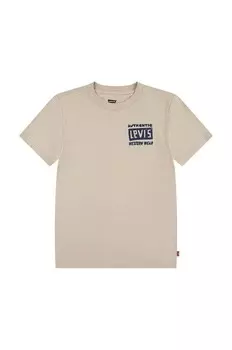 Детская хлопковая футболка Cactus Out West Tee Levi's, бежевый