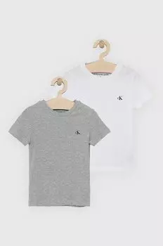 Детская хлопковая футболка Calvin Klein Jeans (2 шт.) IB0IB01093.PPYY, серый
