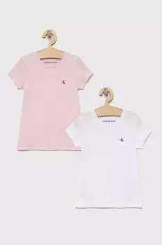Детская хлопковая футболка Calvin Klein Jeans (2 пары) IG0IG01258.PPYY, розовый