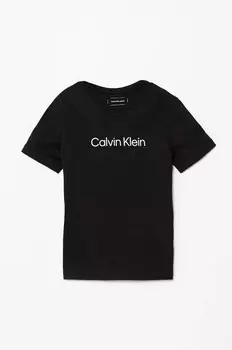 Детская хлопковая футболка Calvin Klein Jeans, черный