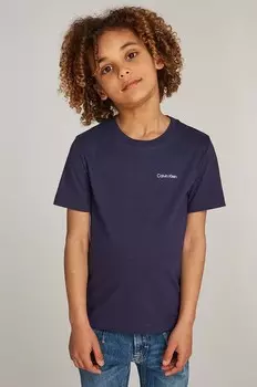 Детская хлопковая футболка Calvin Klein Jeans, черный