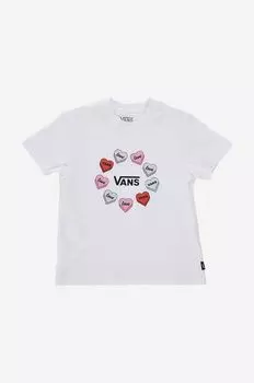 Детская хлопковая футболка Candy Hearts Vans, белый