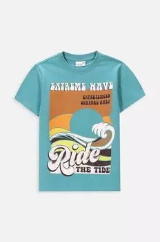 Детская хлопковая футболка Coccodrillo, бирюзовый