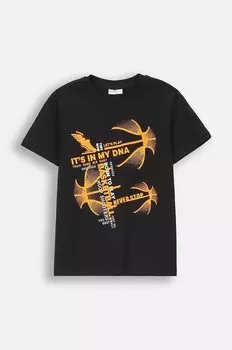 Детская хлопковая футболка Coccodrillo, черный