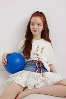 Детская хлопковая футболка Desigual 22SGTK02, белый