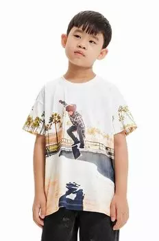 Детская хлопковая футболка Desigual, мультиколор