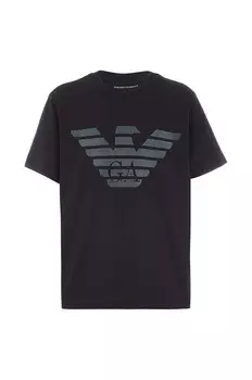 Детская хлопковая футболка Emporio Armani, темно-синий