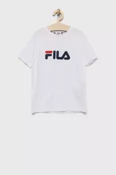 Детская хлопковая футболка Fila, белый