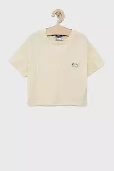 Детская хлопковая футболка Fila, бежевый