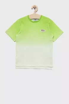 Детская хлопковая футболка Fila, зеленый