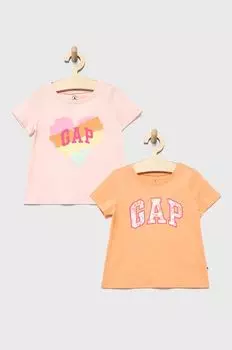 Детская хлопковая футболка GAP (2 шт.), оранжевый