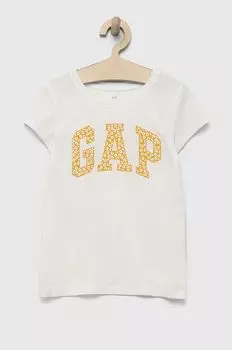 Детская хлопковая футболка GAP, белый