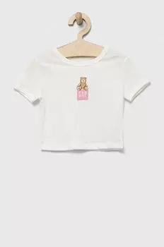 Детская хлопковая футболка GAP, белый