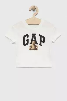 Детская хлопковая футболка GAP, белый