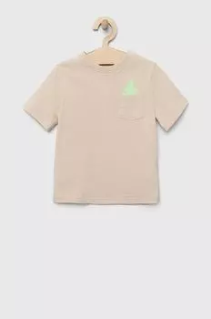 Детская хлопковая футболка GAP, бежевый