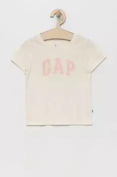 Детская хлопковая футболка GAP, бежевый