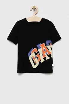Детская хлопковая футболка GAP, черный