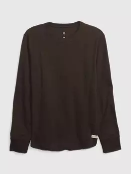 Детская хлопковая футболка Gap, коричневый