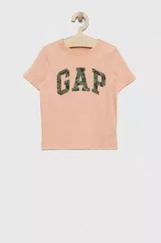Детская хлопковая футболка GAP, оранжевый