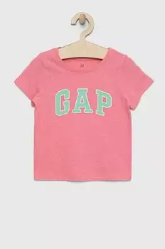 Детская хлопковая футболка GAP, оранжевый