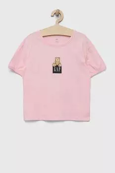 Детская хлопковая футболка GAP, розовый