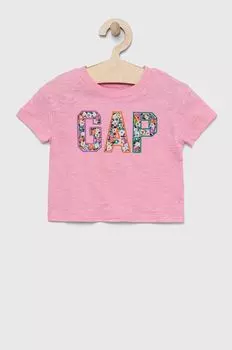 Детская хлопковая футболка GAP, розовый
