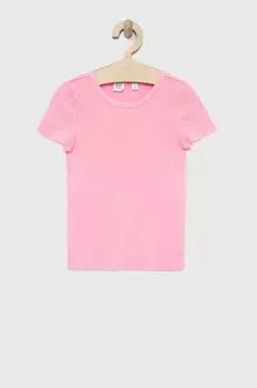 Детская хлопковая футболка GAP, розовый
