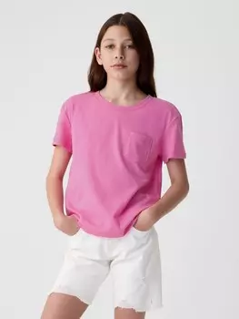 Детская хлопковая футболка Gap, розовый