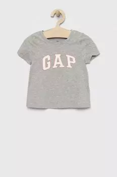 Детская хлопковая футболка GAP, серый