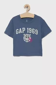 Детская хлопковая футболка GAP, синий