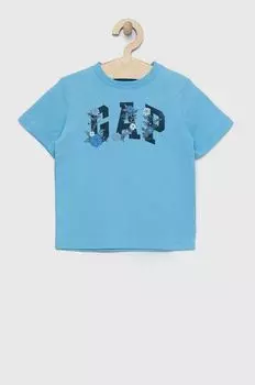 Детская хлопковая футболка GAP, синий
