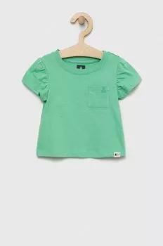 Детская хлопковая футболка GAP, зеленый