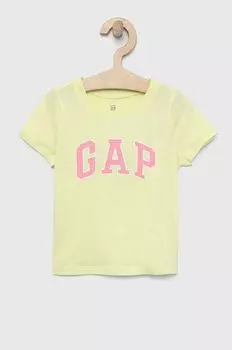 Детская хлопковая футболка GAP, желтый