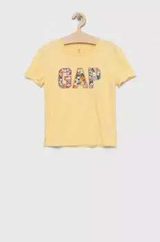 Детская хлопковая футболка GAP, желтый