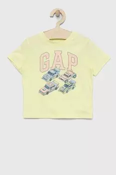 Детская хлопковая футболка GAP, желтый