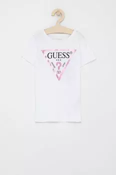 Детская хлопковая футболка Guess, белый