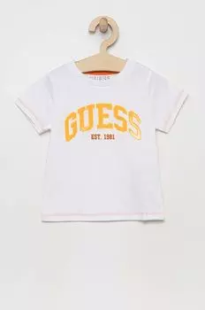Детская хлопковая футболка Guess, белый