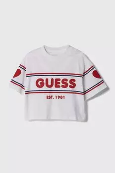 Детская хлопковая футболка Guess, белый