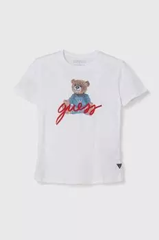 Детская хлопковая футболка Guess, белый