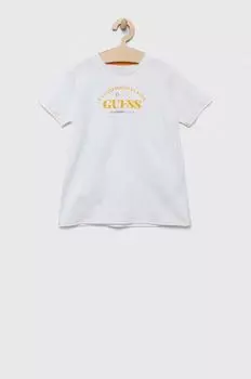 Детская хлопковая футболка Guess, белый
