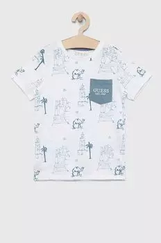 Детская хлопковая футболка Guess, белый