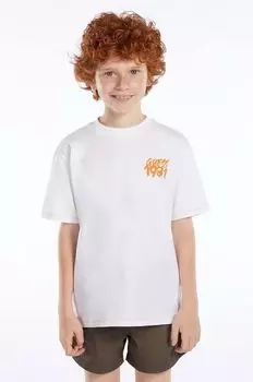 Детская хлопковая футболка Guess, белый
