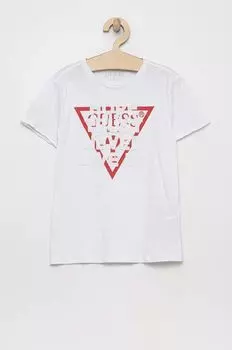 Детская хлопковая футболка Guess, белый