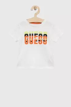 Детская хлопковая футболка Guess, белый