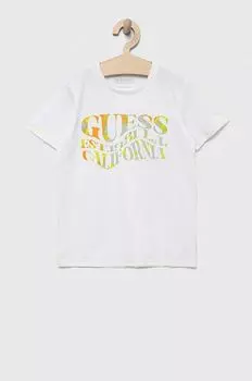 Детская хлопковая футболка Guess, белый