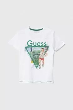 Детская хлопковая футболка Guess, белый