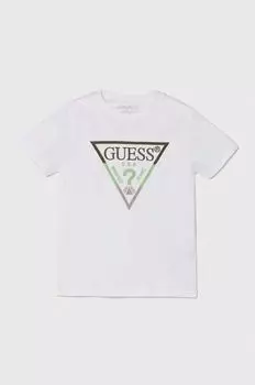 Детская хлопковая футболка Guess, белый